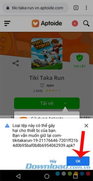 دستورالعمل ها برای بارگیری برنامه در Aptoide