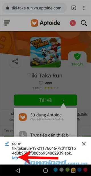دستورالعمل ها برای بارگیری برنامه در Aptoide