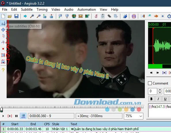 Instructions for creating subtitles font style and color on Aegisub