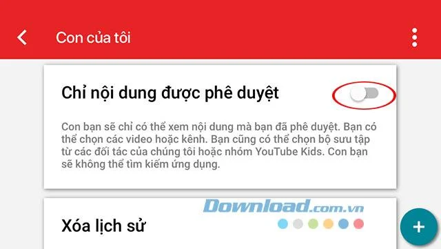 دستورالعمل های تنظیم کانال های منتخب در YouTube Kids نمایش داده می شود