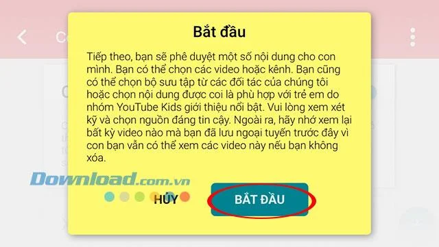 دستورالعمل های تنظیم کانال های منتخب در YouTube Kids نمایش داده می شود