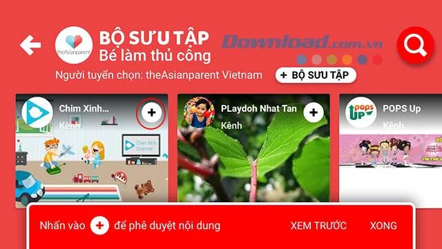دستورالعمل های تنظیم کانال های منتخب در YouTube Kids نمایش داده می شود