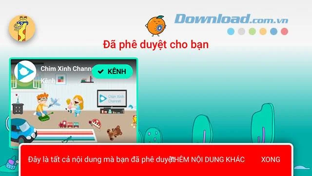 دستورالعمل های تنظیم کانال های منتخب در YouTube Kids نمایش داده می شود