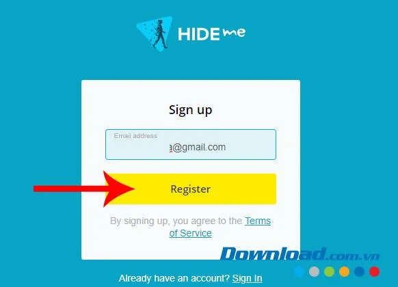 نحوه ایجاد یک حساب Hide.me