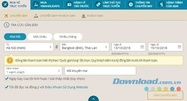 Arahan bagaimana untuk menempah penerbangan Vietnam Airlines dalam talian
