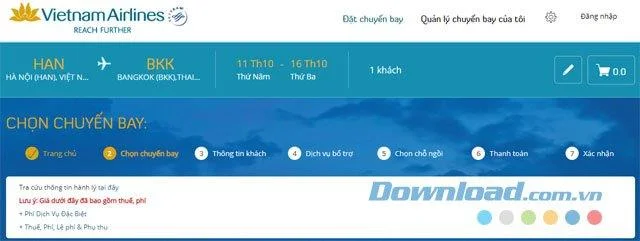 Arahan bagaimana untuk menempah penerbangan Vietnam Airlines dalam talian