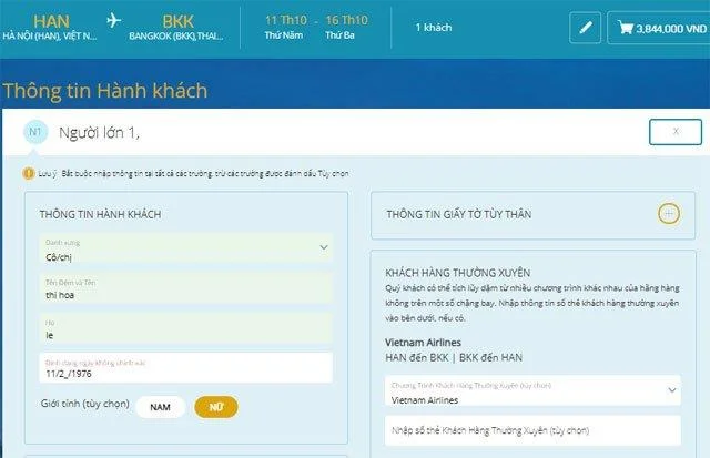 Arahan bagaimana untuk menempah penerbangan Vietnam Airlines dalam talian