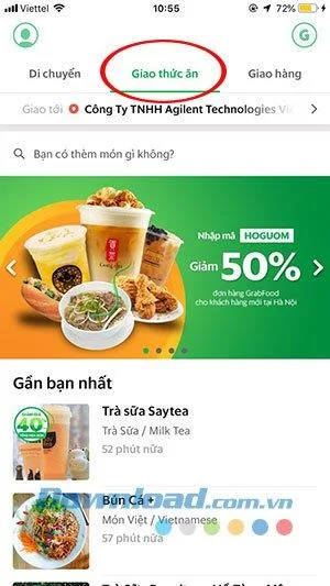 تعليمات لطلب الطعام من خلال GrabFood