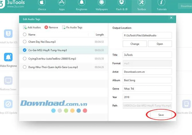 How to edit music file information with 3uTools