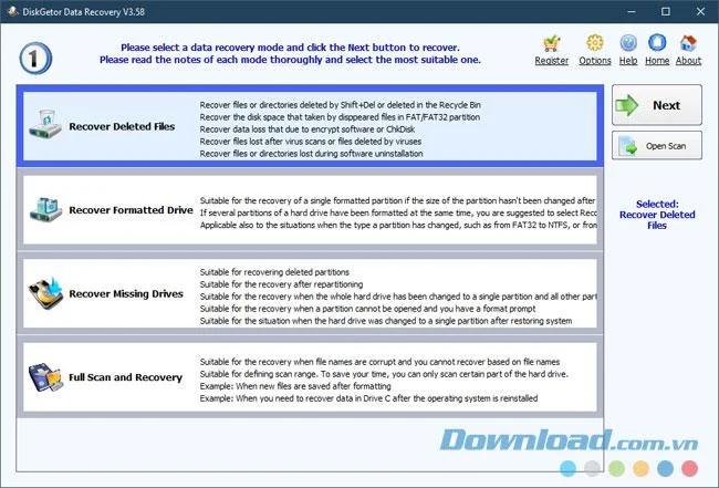 Anweisungen zum Wiederherstellen von Daten mit DiskGetor Data Recovery