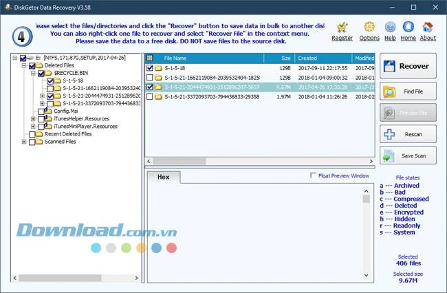 Anweisungen zum Wiederherstellen von Daten mit DiskGetor Data Recovery