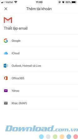 دستورالعمل افزودن حسابهای نامه غیر Google به Gmail برای iOS