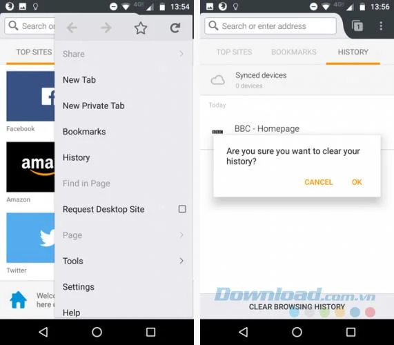 دستورالعمل پاک کردن سابقه مرور در دستگاه های Android