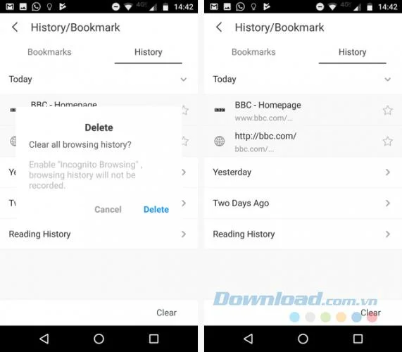 دستورالعمل پاک کردن سابقه مرور در دستگاه های Android
