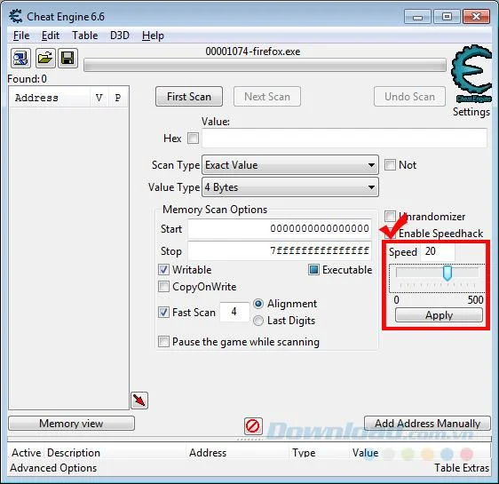 Firefox را با Cheat Engine سرعت بخشید