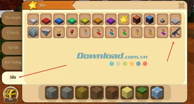 نحوه تعدیل سلاح ها و موارد در Mini World: Block Art