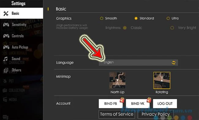 نحوه تغییر زبان Free Fire به ویتنامی