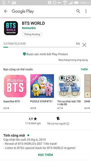 دستورالعمل نصب بازی BTS World بر روی گوشی