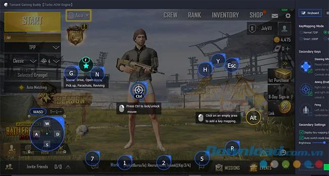 Configure el teclado virtual para jugar PUBG Mobile en Tencent Gaming Buddy