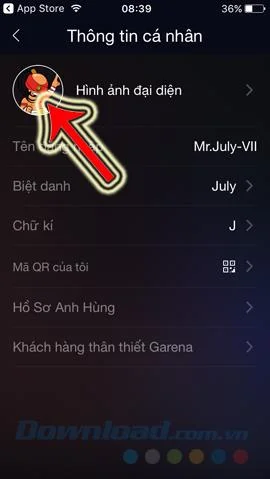 نماد حساب Garena را جایگزین کنید