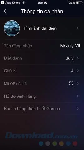 نماد حساب Garena را جایگزین کنید