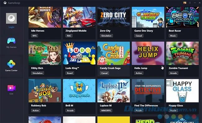 Elenco dei giochi in GameLoop