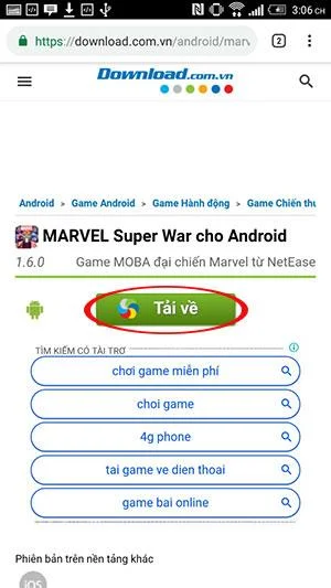 Instructions for installing the Marvel Super War game