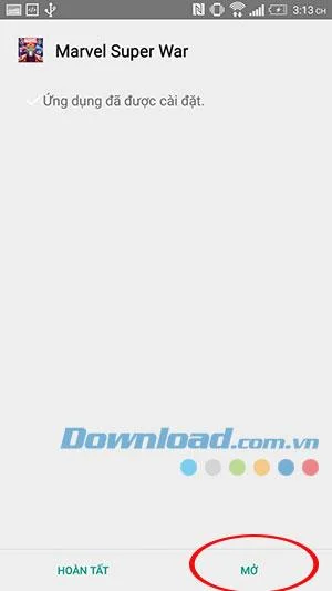 Instructions for installing the Marvel Super War game