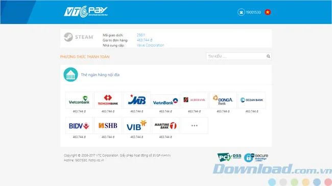 دستورالعمل پرداخت در ویتنامی دونگ روی Steam