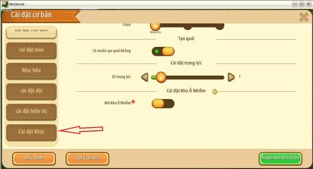 Other Settings in Mini World