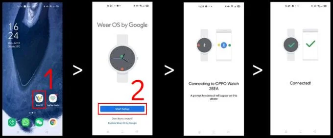 Petunjuk mengenai cara menghubungkan OPPO Watch Series dengan telefon Android dan iOS