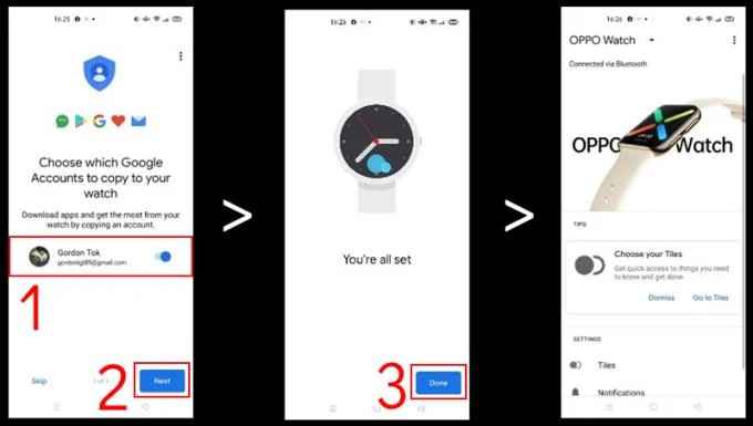 Petunjuk mengenai cara menghubungkan OPPO Watch Series dengan telefon Android dan iOS