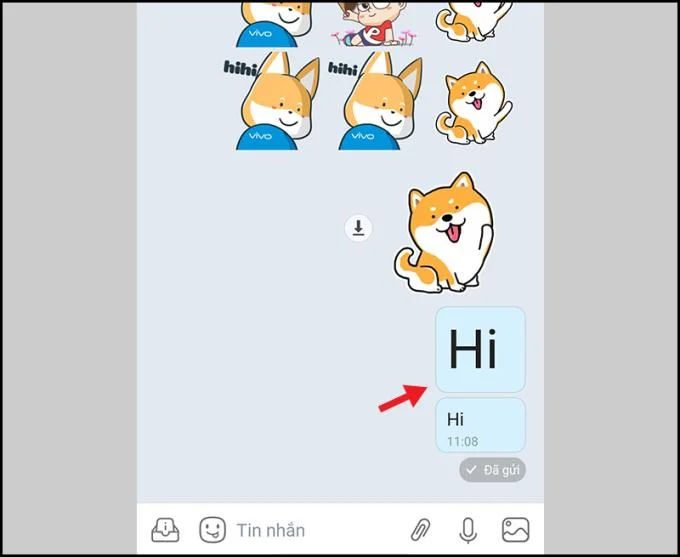Zalo 메시지에서 텍스트 크기를 조정했습니다