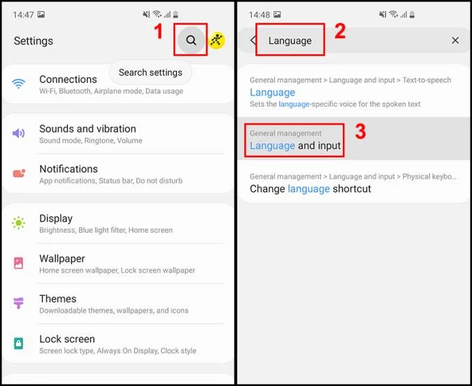 Arahan tentang cara menukar bahasa dari bahasa Inggeris ke bahasa Vietnam pada peranti Android