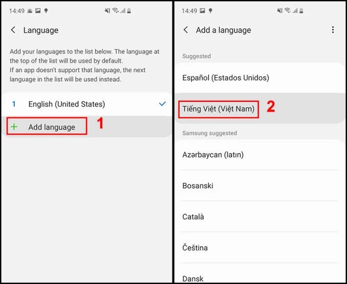 Arahan tentang cara menukar bahasa dari bahasa Inggeris ke bahasa Vietnam pada peranti Android
