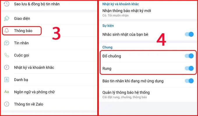 Android Zalo 알림 설정