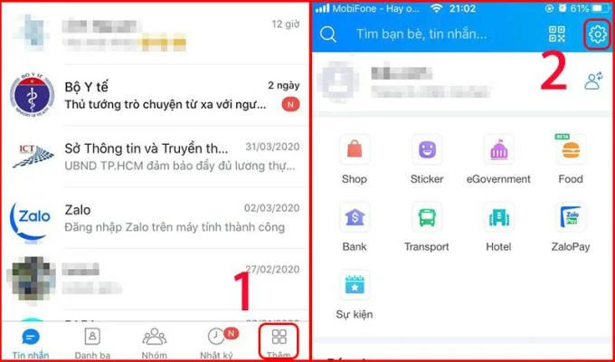 iOS Zalo 설정