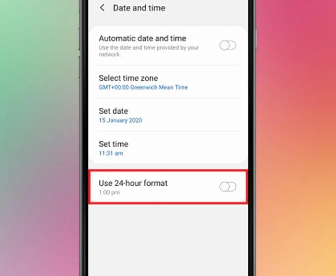 Setarea formatului de 24 de ore