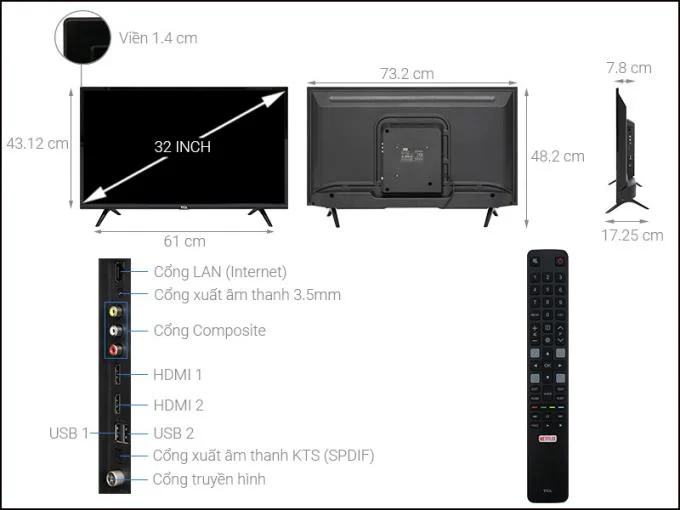 Günümüzün en popüler TV hatlarının boyutu, 32'den 55 inç'e