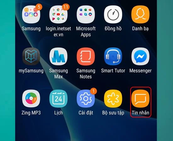 Samsung Galaxy S8 메시지 앱 선택