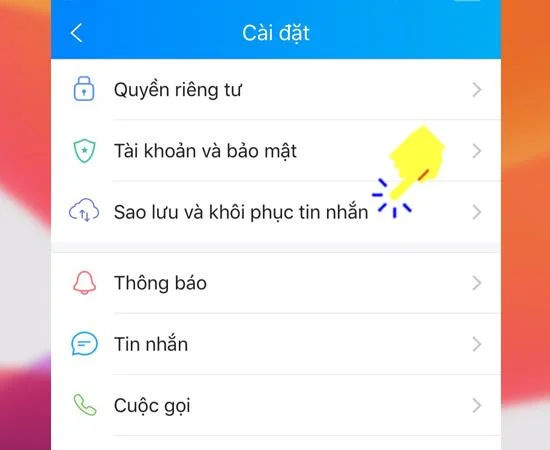 備份和恢復消息選項
