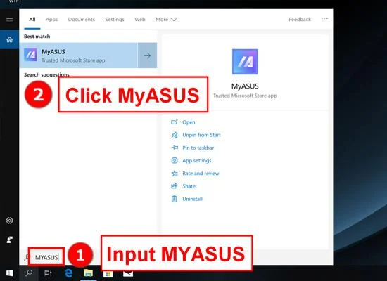 MYASUS介面的示例
