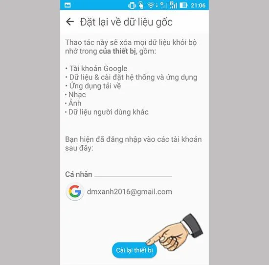 恢復出廠設置 - 硬重置 Asus Zenfone