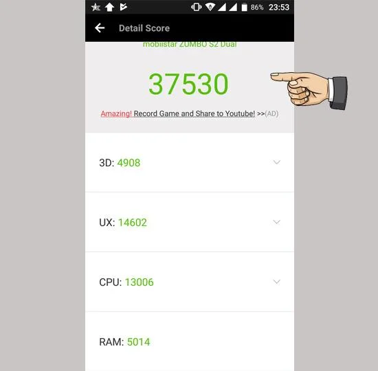 Mobiistar Zumbo S2 Dual'de Antutu puanı