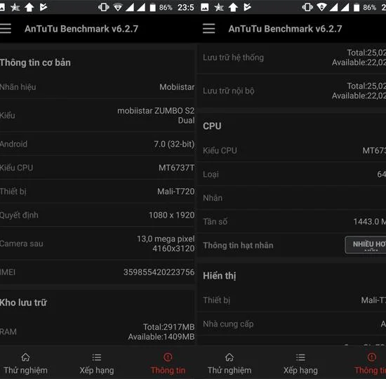 Mobiistar Zumbo S2 Dual'de Antutu puanı