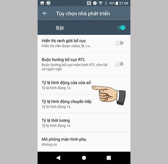 Sony Xperia XA1 Plus'ta animasyon ölçeklendirmeyi kapatın