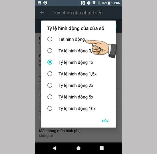 Sony Xperia XA1 Plus'ta animasyon ölçeklendirmeyi kapatın