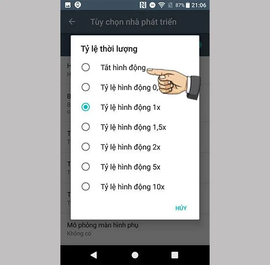 Sony Xperia XA1 Plus'ta animasyon ölçeklendirmeyi kapatın