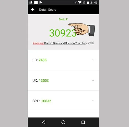 摩托羅拉 Moto E4 Plus 上的 Antutu 得分