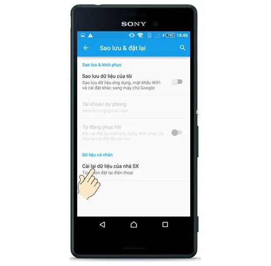 出廠重置 Sony Xperia M4 Aqua Dual